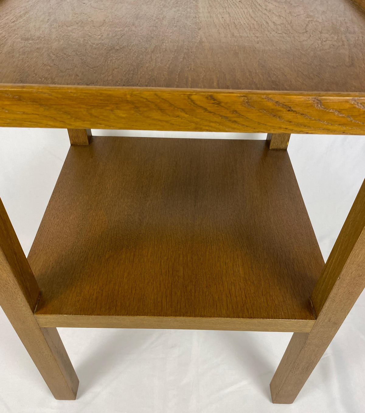 Pair Edward Wormley Style Wooden Two Tier End/Side Tables, MCM Oak Nightstands — detail 3