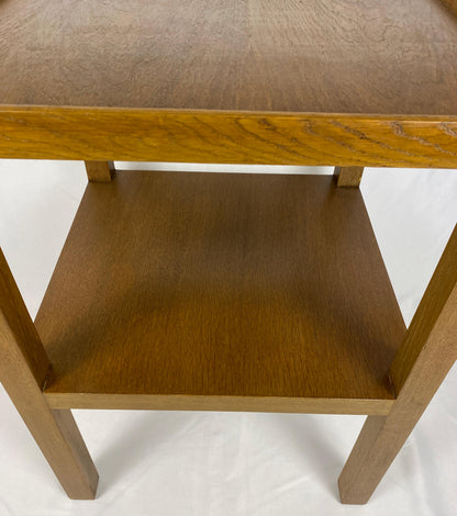 Pair Edward Wormley Style Wooden Two Tier End/Side Tables, MCM Oak Nightstands — detail 3