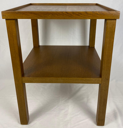 Pair Edward Wormley Style Wooden Two Tier End/Side Tables, MCM Oak Nightstands — detail 2