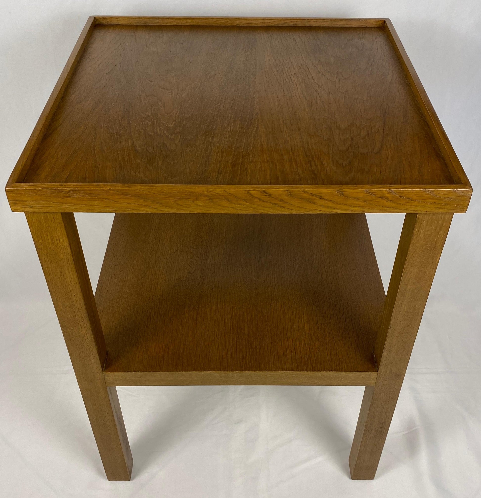 Pair Edward Wormley Style Wooden Two Tier End/Side Tables, MCM Oak Nightstands — detail 6