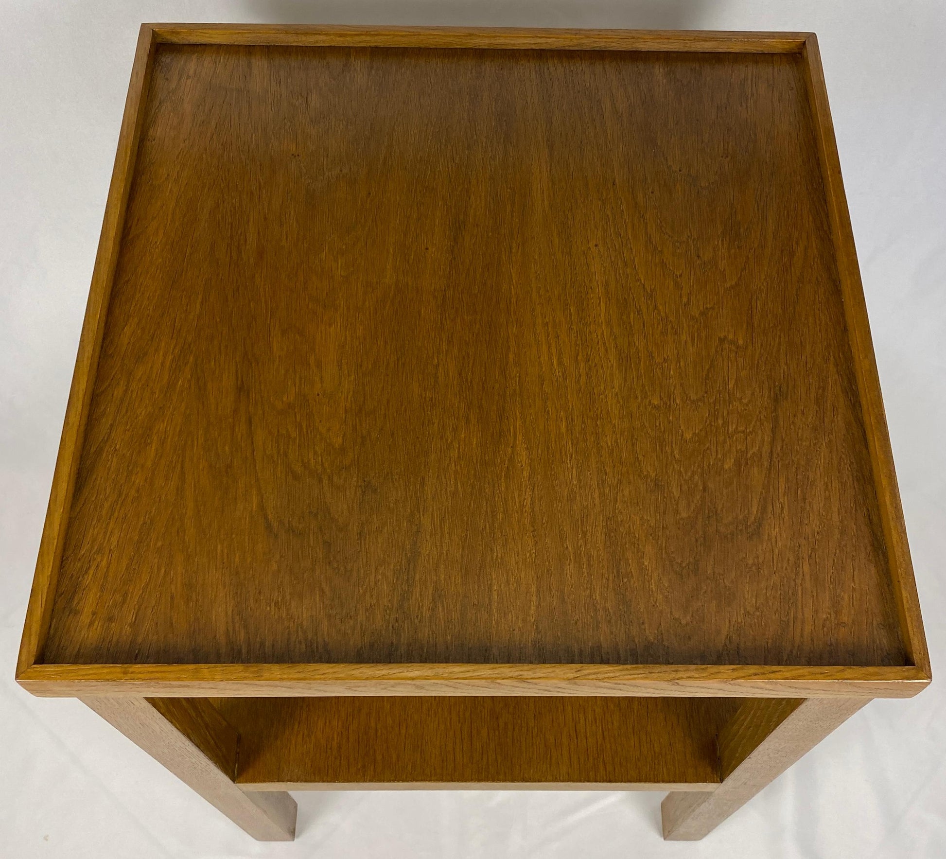 Pair Edward Wormley Style Wooden Two Tier End/Side Tables, MCM Oak Nightstands — detail 7