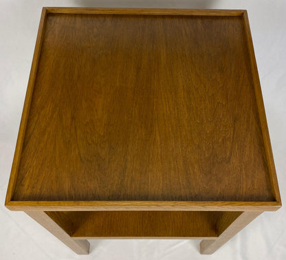Pair Edward Wormley Style Wooden Two Tier End/Side Tables, MCM Oak Nightstands — detail 7