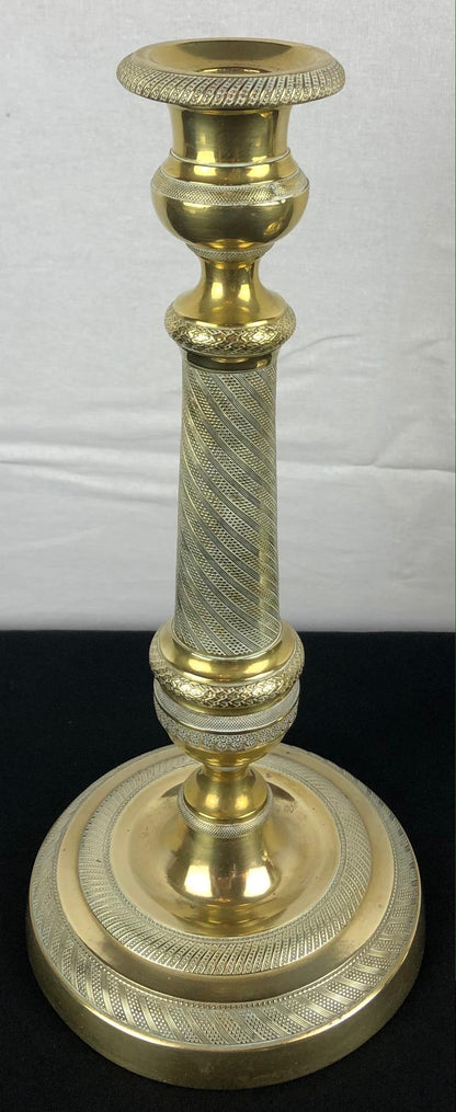 Fine Pair of Early 19th Century Empire Gilt Bronze Candlesticks — detail 3