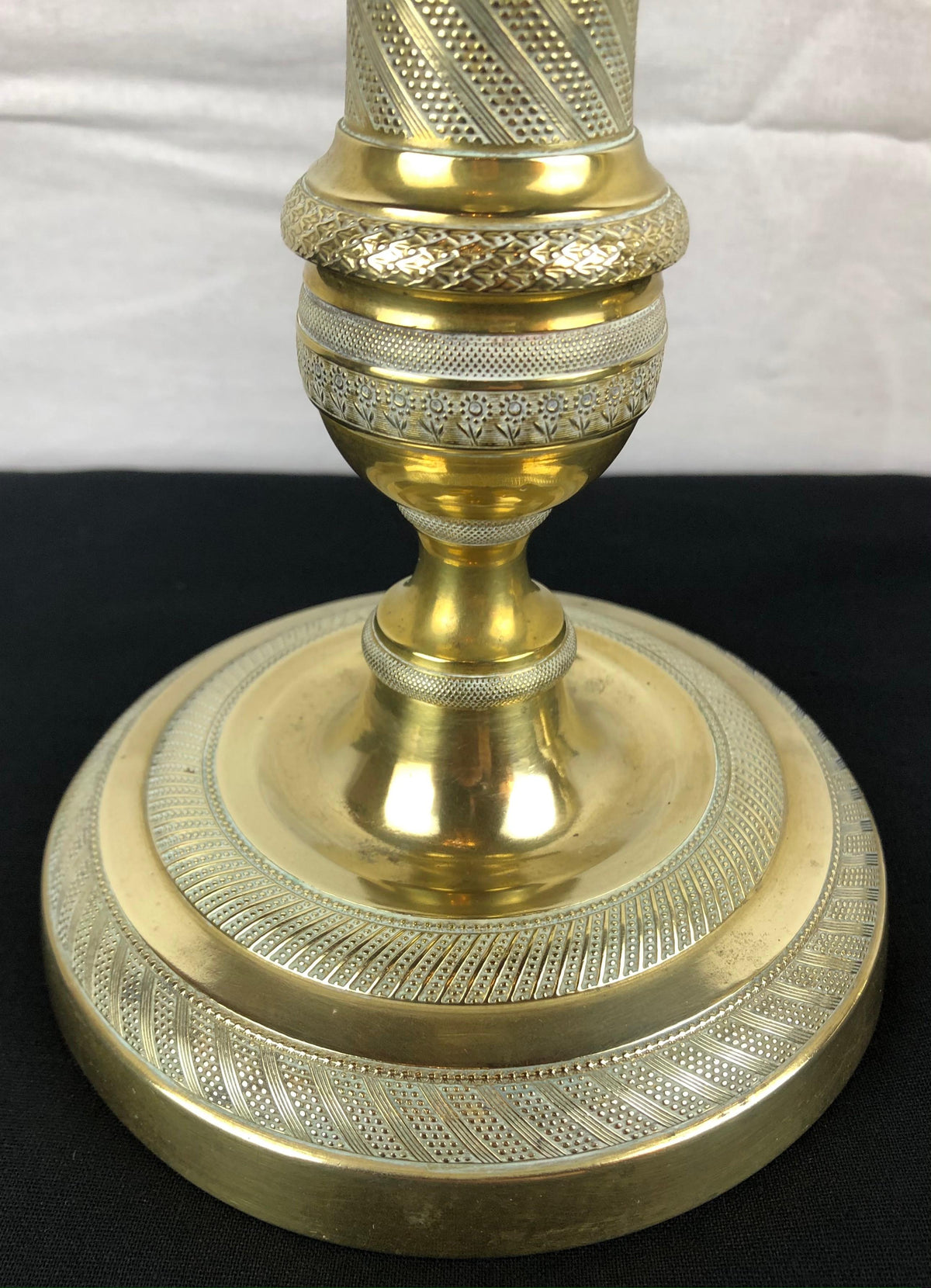 Fine Pair of Early 19th Century Empire Gilt Bronze Candlesticks — detail 4