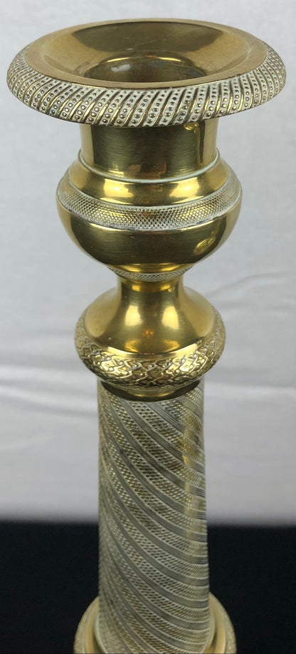 Fine Pair of Early 19th Century Empire Gilt Bronze Candlesticks — detail 5
