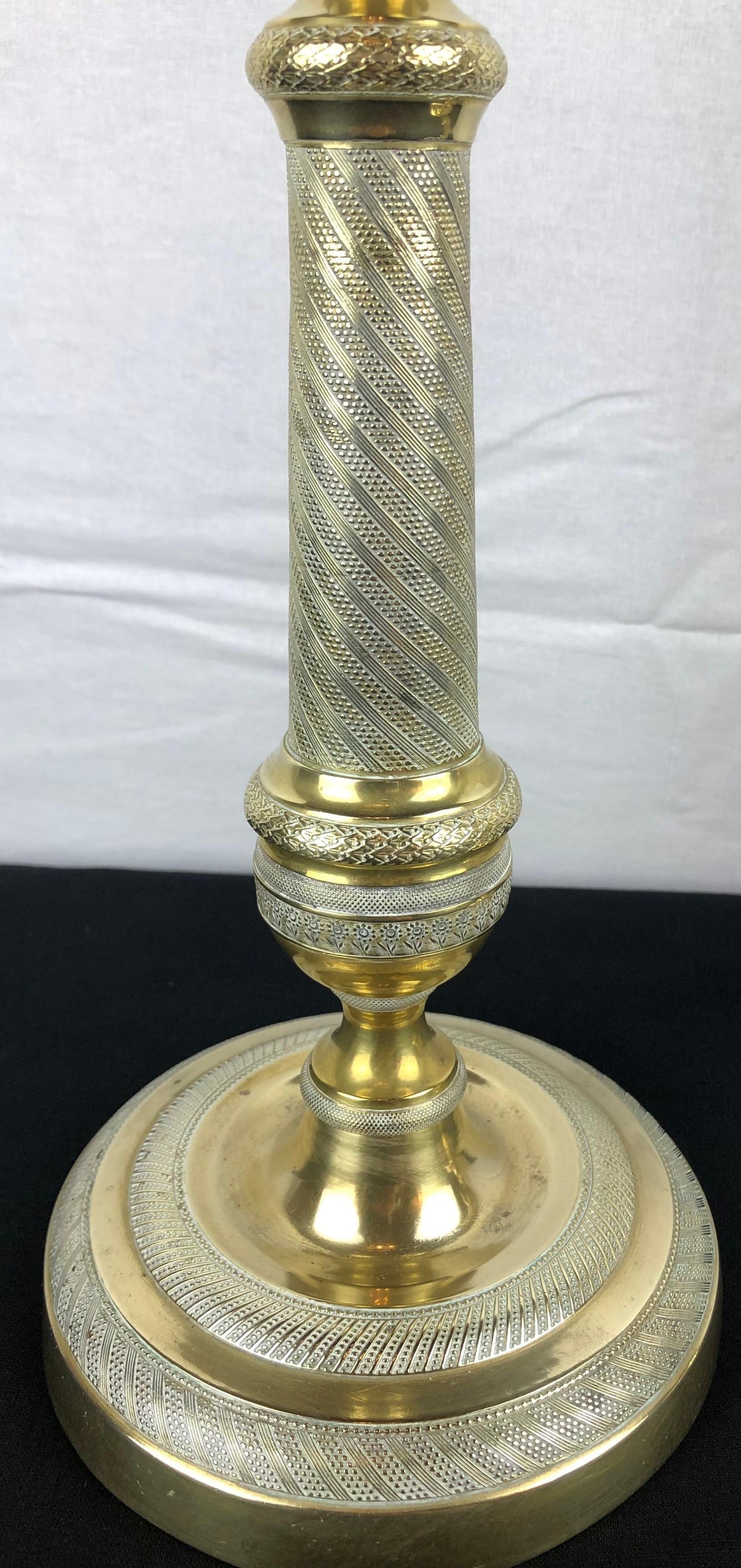 Fine Pair of Early 19th Century Empire Gilt Bronze Candlesticks — detail 6