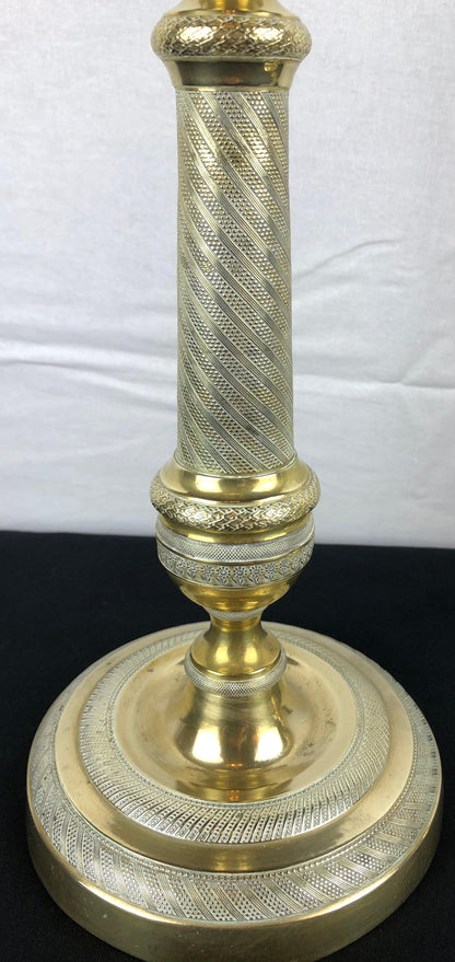 Fine Pair of Early 19th Century Empire Gilt Bronze Candlesticks — detail 6