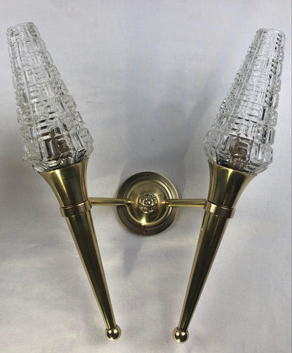 Pair of French Brass Two-Armed Wall Sconces — detail 6