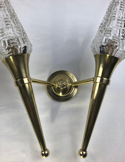 Pair of French Brass Two-Armed Wall Sconces — detail 2