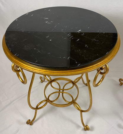 Pair of Rene Drouet Style Marble and Gilded Iron Side Tables — detail 10