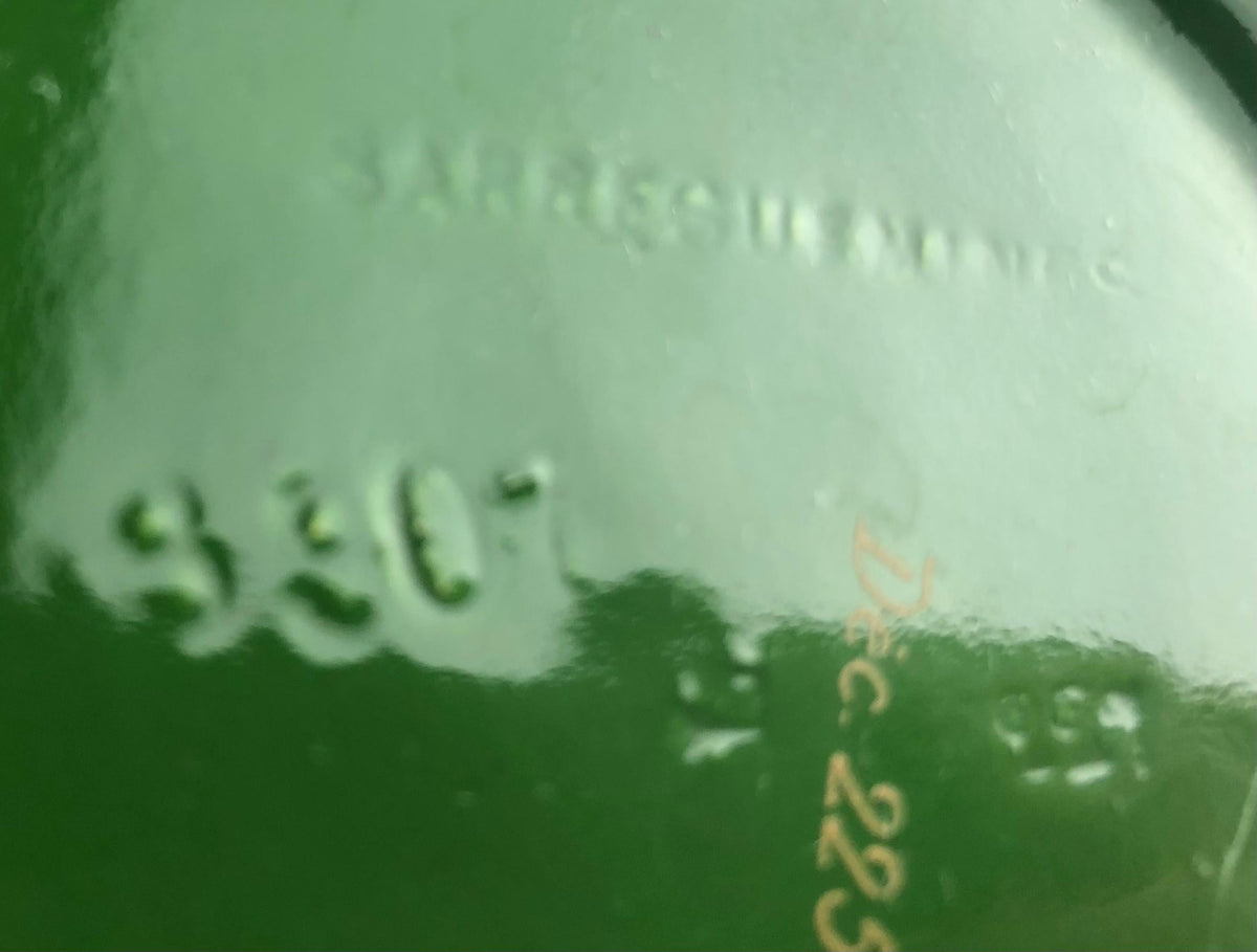 Green & Gold Pair of French Art Deco Porcelain Vases by Sarreguemines — detail 5