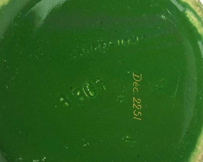 Green & Gold Pair of French Art Deco Porcelain Vases by Sarreguemines — detail 6