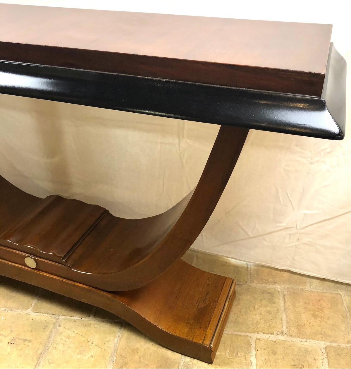 Two French Art Deco Console Tables Nickeled Trim attrib. Alfred Porteneuve — detail 8