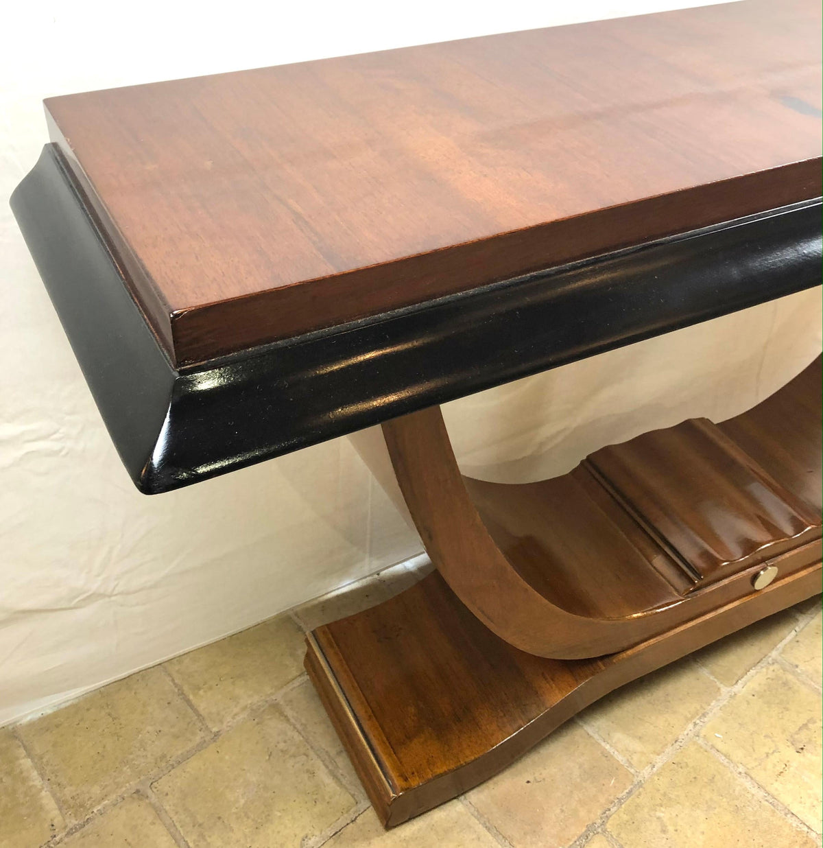 Two French Art Deco Console Tables Nickeled Trim attrib. Alfred Porteneuve — detail 10