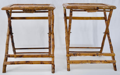 Pair of Bamboo Folding End Tables, Serving or Side Tables — detail 2