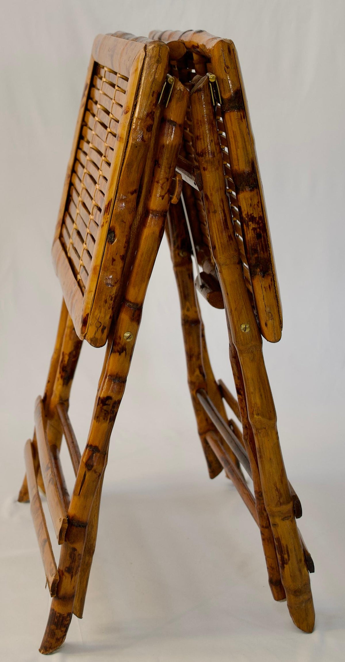 Pair of Bamboo Folding End Tables, Serving or Side Tables — detail 3