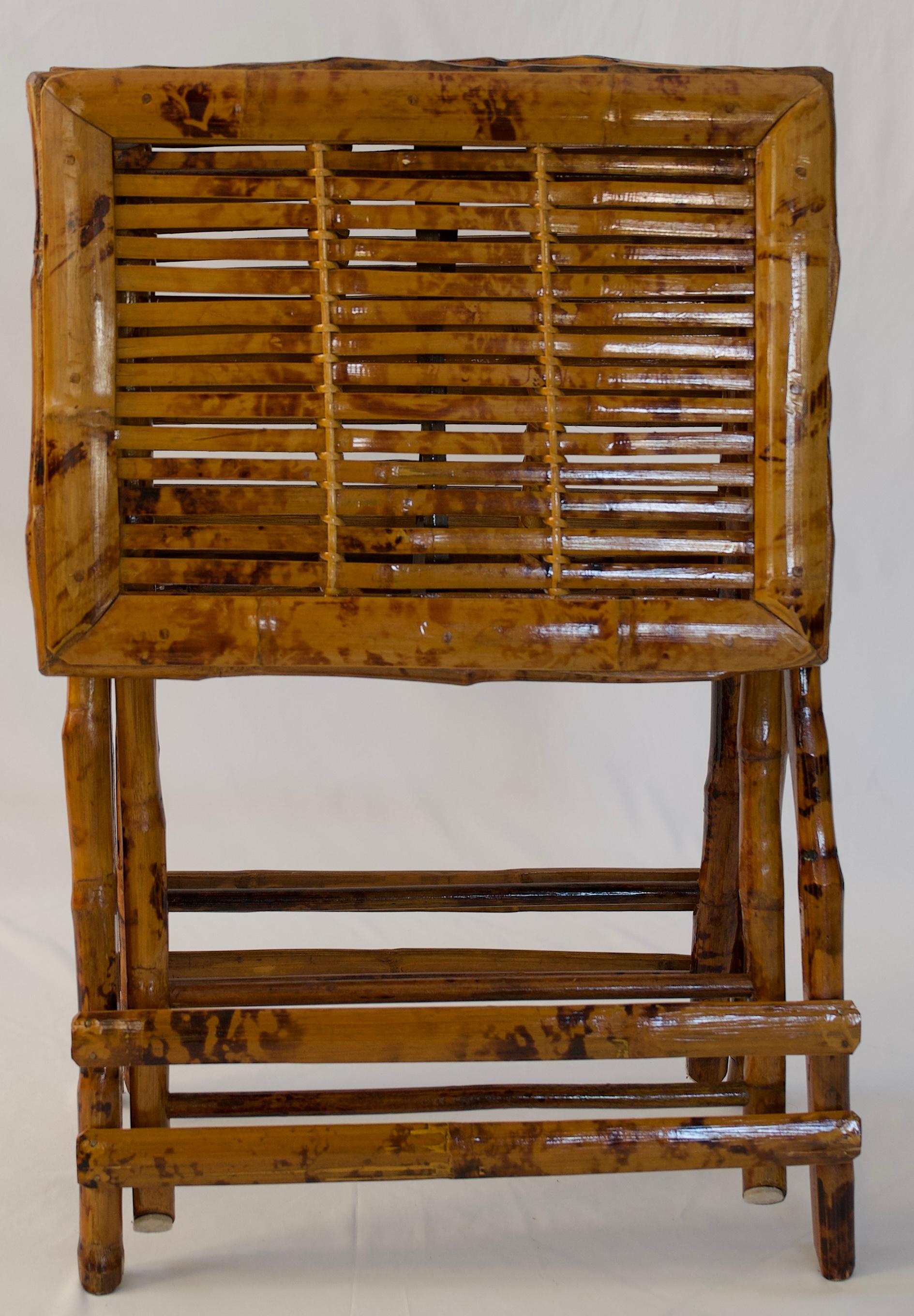 Pair of Bamboo Folding End Tables, Serving or Side Tables — detail 4