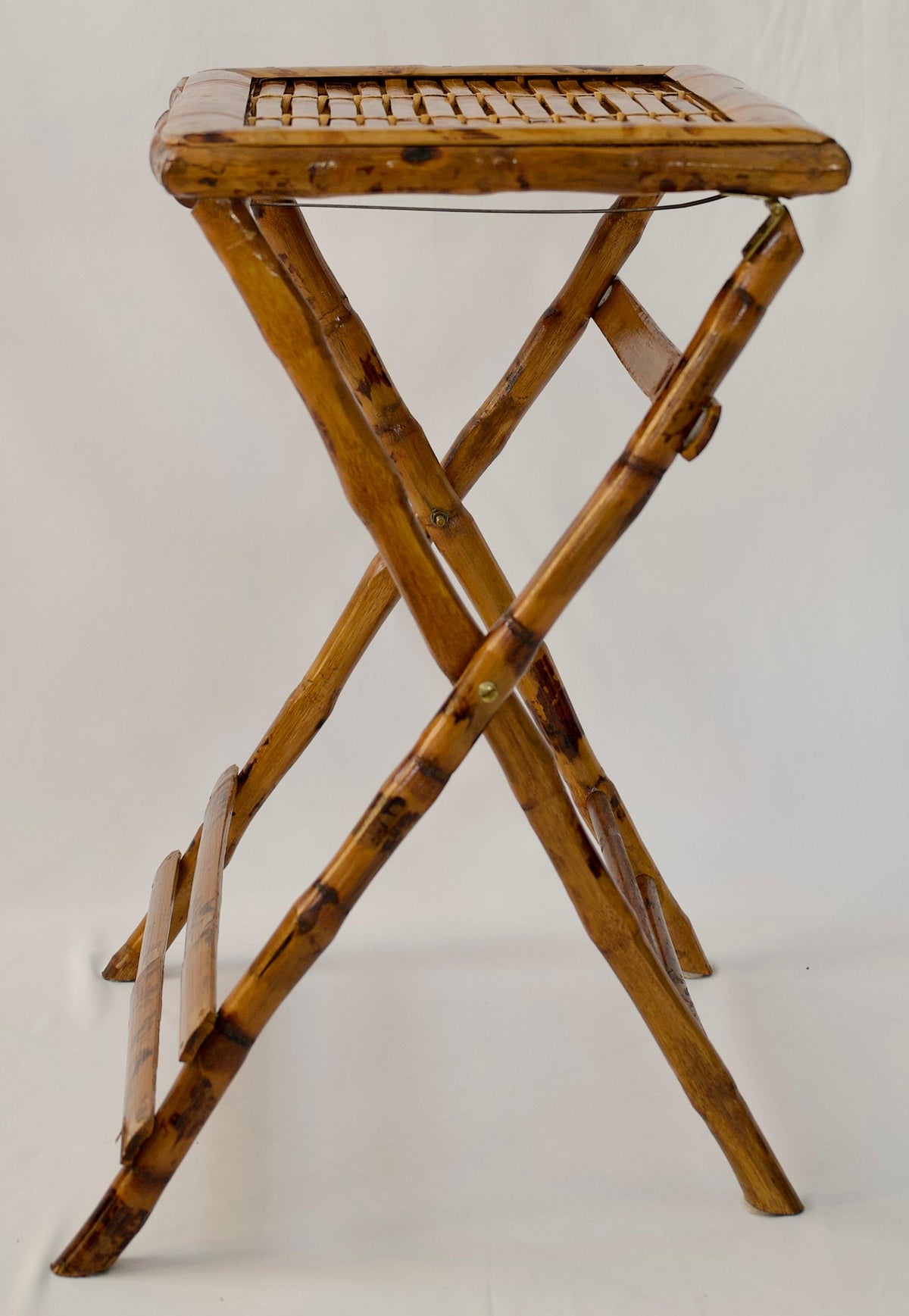 Pair of Bamboo Folding End Tables, Serving or Side Tables — detail 5