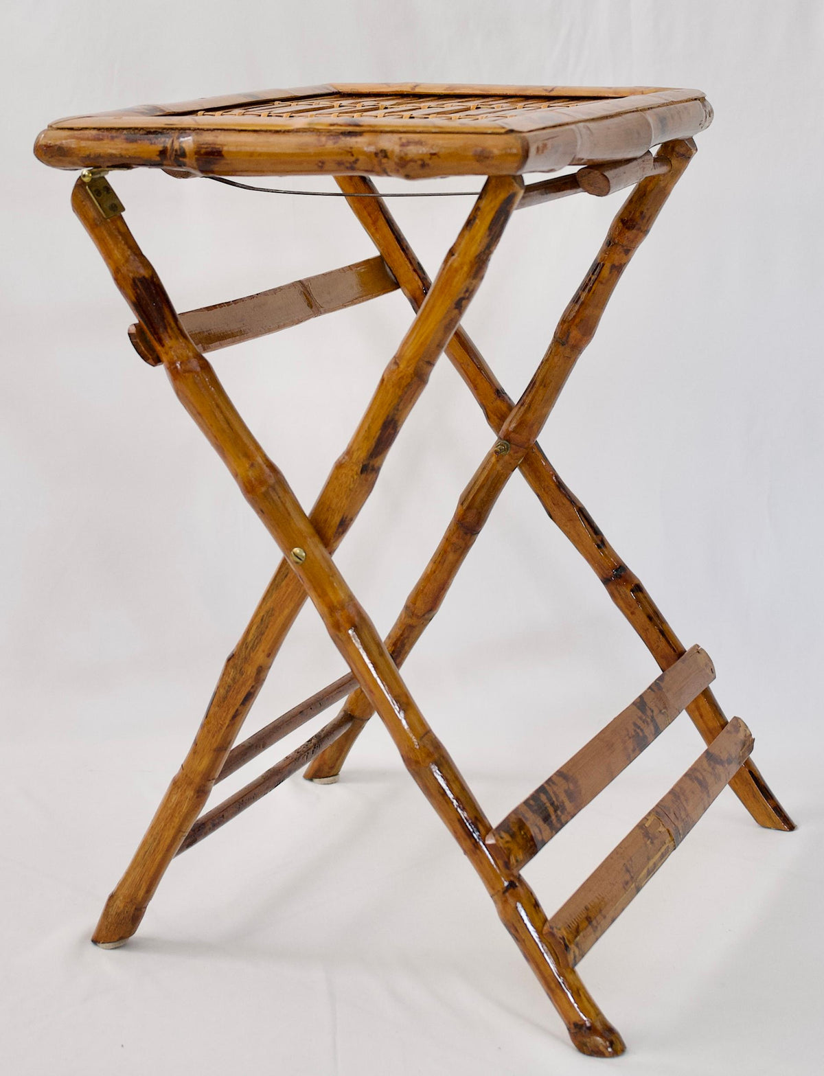 Pair of Bamboo Folding End Tables, Serving or Side Tables — detail 6