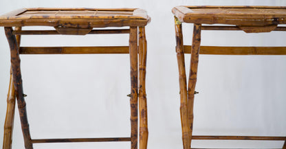 Pair of Bamboo Folding End Tables, Serving or Side Tables — detail 7