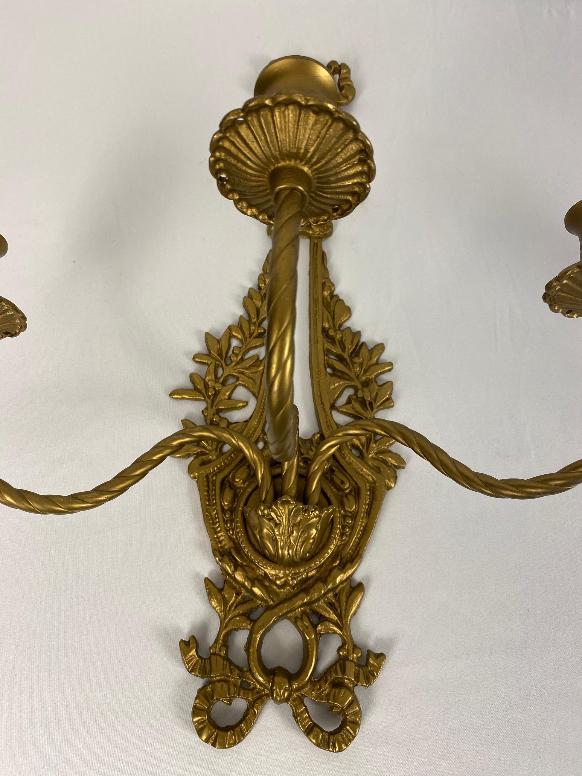Pair of French Louis XV Style Gilt Bronze Wall Sconces — detail 3