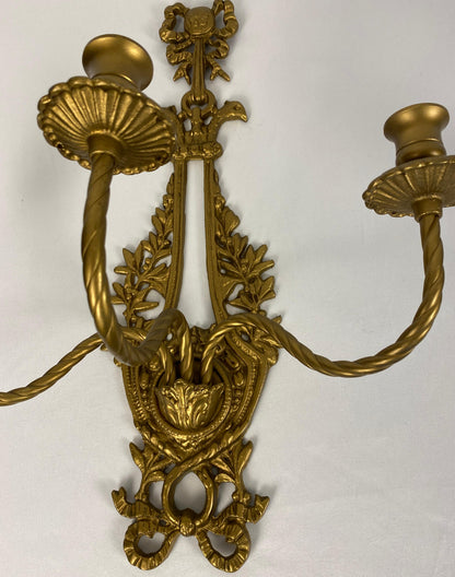 Pair of French Louis XV Style Gilt Bronze Wall Sconces — detail 4