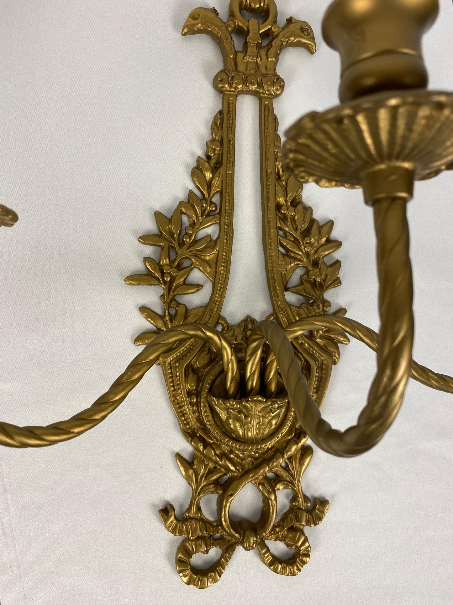 Pair of French Louis XV Style Gilt Bronze Wall Sconces — detail 5