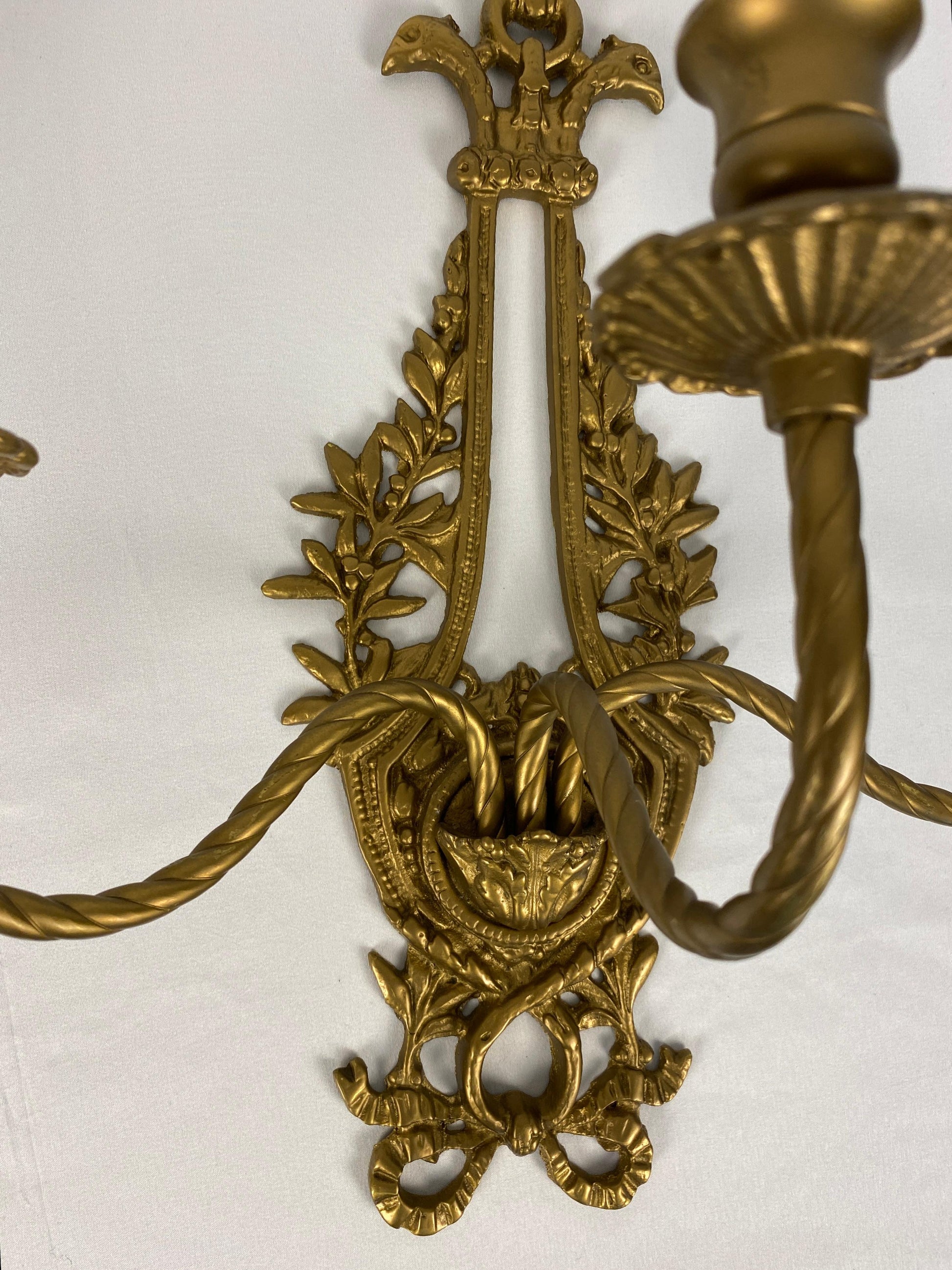 Pair of French Louis XV Style Gilt Bronze Wall Sconces — detail 5