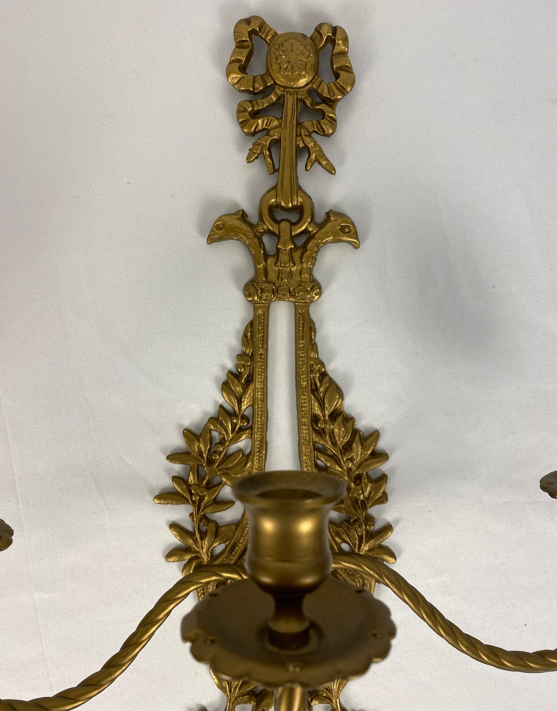 Pair of French Louis XV Style Gilt Bronze Wall Sconces — detail 6
