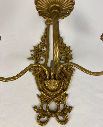 Pair of French Louis XV Style Gilt Bronze Wall Sconces — detail 7