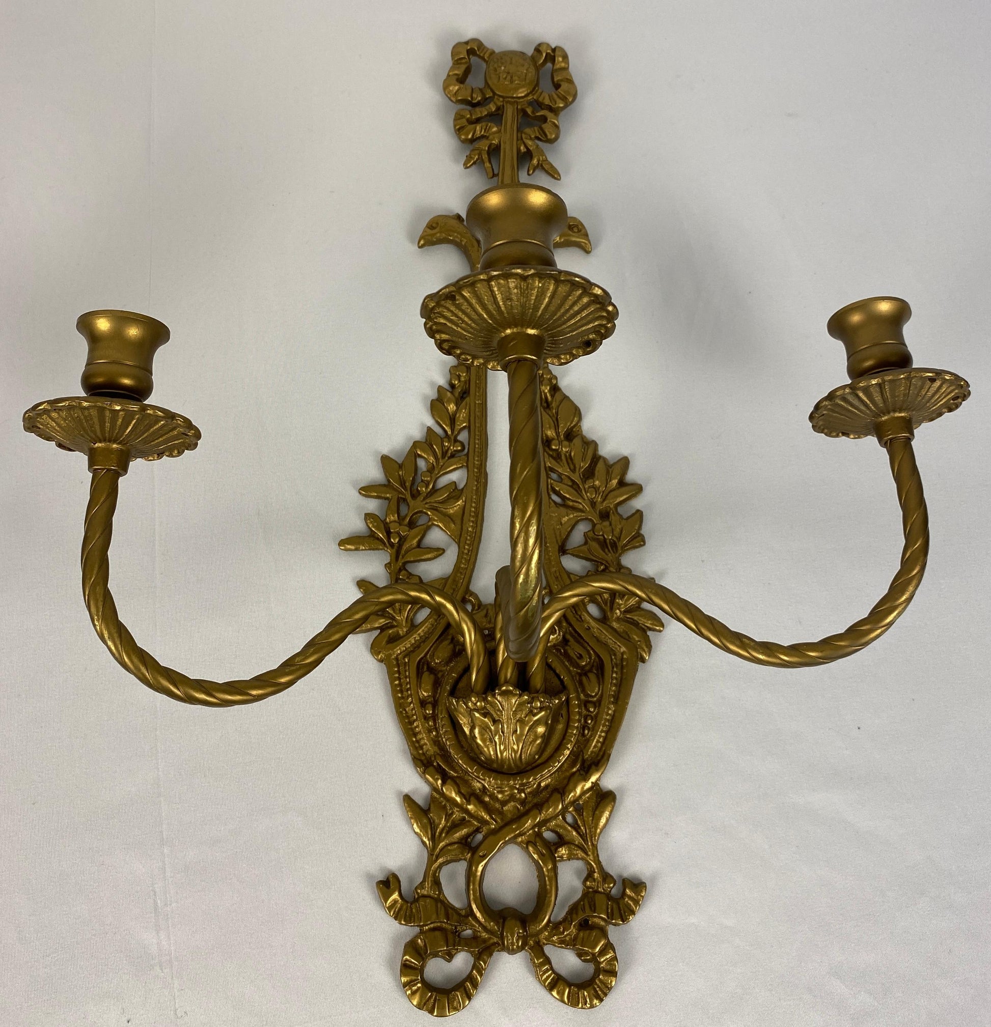 Pair of French Louis XV Style Gilt Bronze Wall Sconces — detail 8