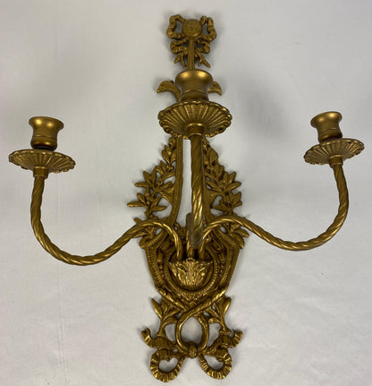 Pair of French Louis XV Style Gilt Bronze Wall Sconces — detail 8