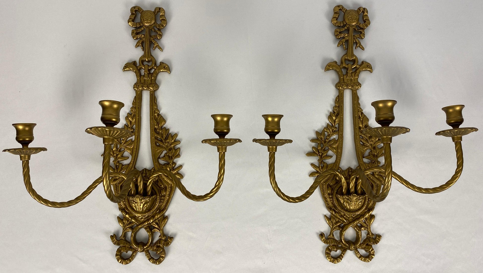 Pair of French Louis XV Style Gilt Bronze Wall Sconces — detail 9