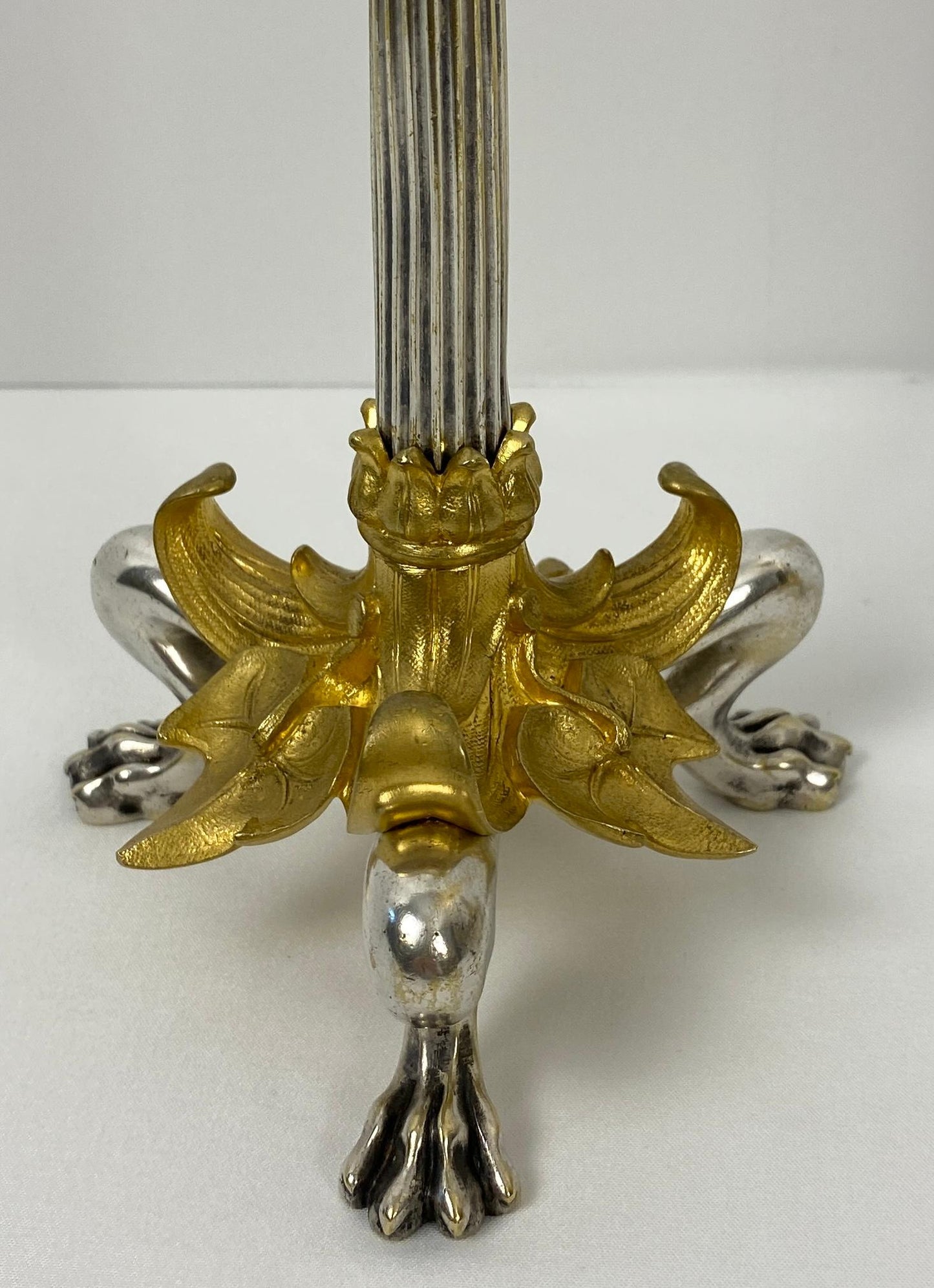 Pair of French Empire Gilt Bronze Candlesticks with Hoofed Faun Feet, circa 1890 — detail 5