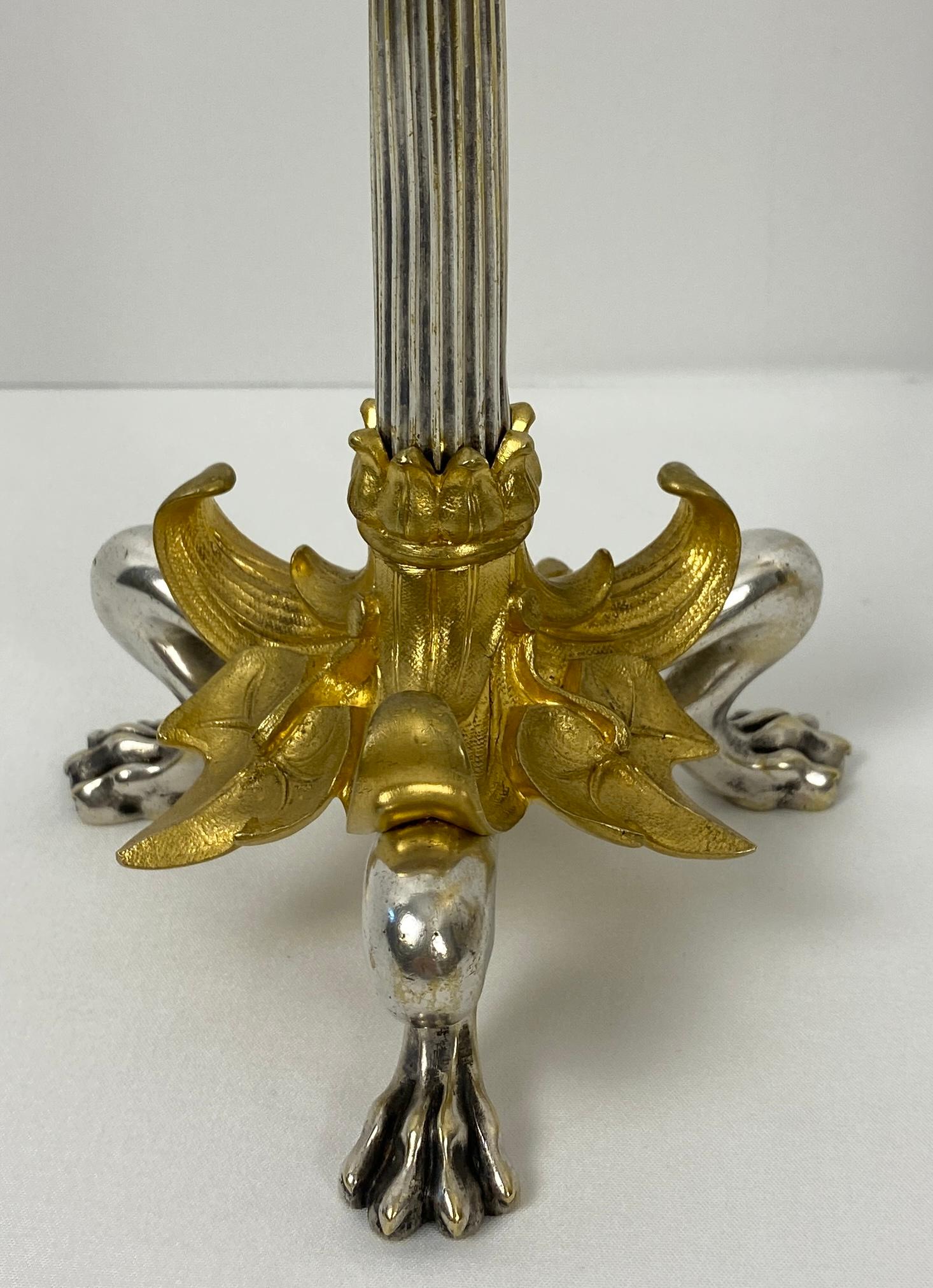 Pair of French Empire Gilt Bronze Candlesticks with Hoofed Faun Feet, circa 1890 — detail 5
