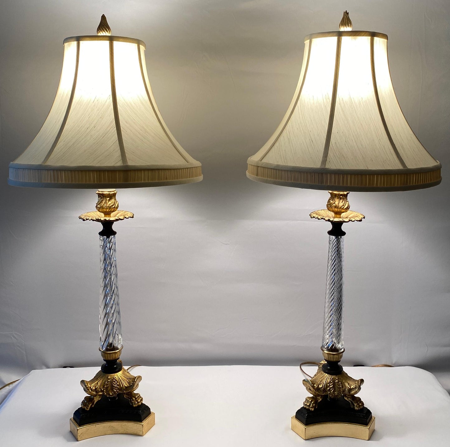 Pair of French Crystal Lamps with Bronze Mounts — detail 20