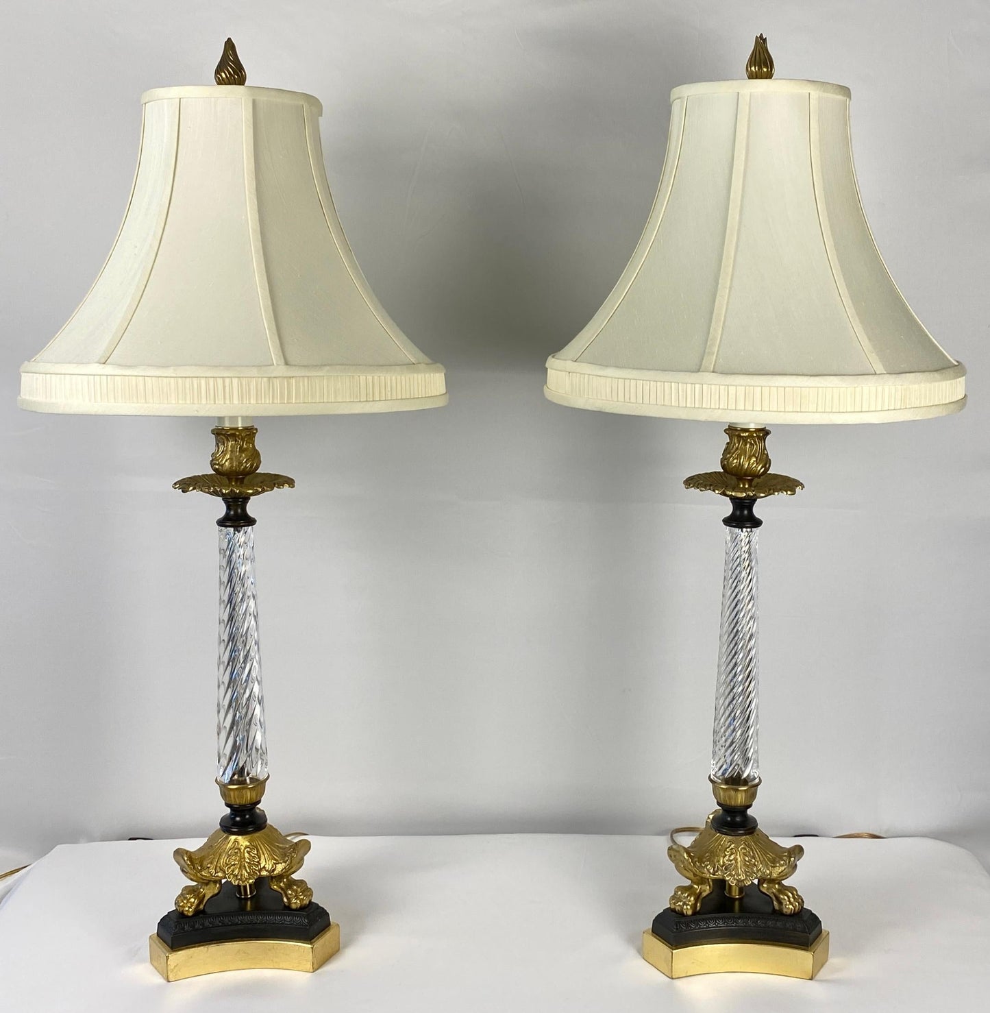 Pair of French Crystal Lamps with Bronze Mounts — detail 11