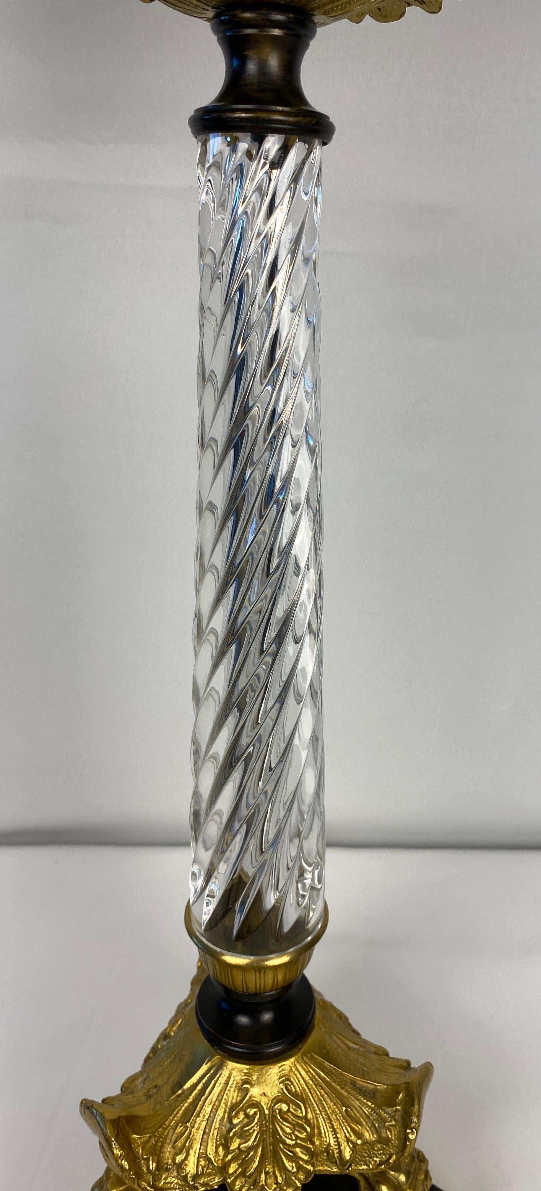 Pair of French Crystal Lamps with Bronze Mounts — detail 15