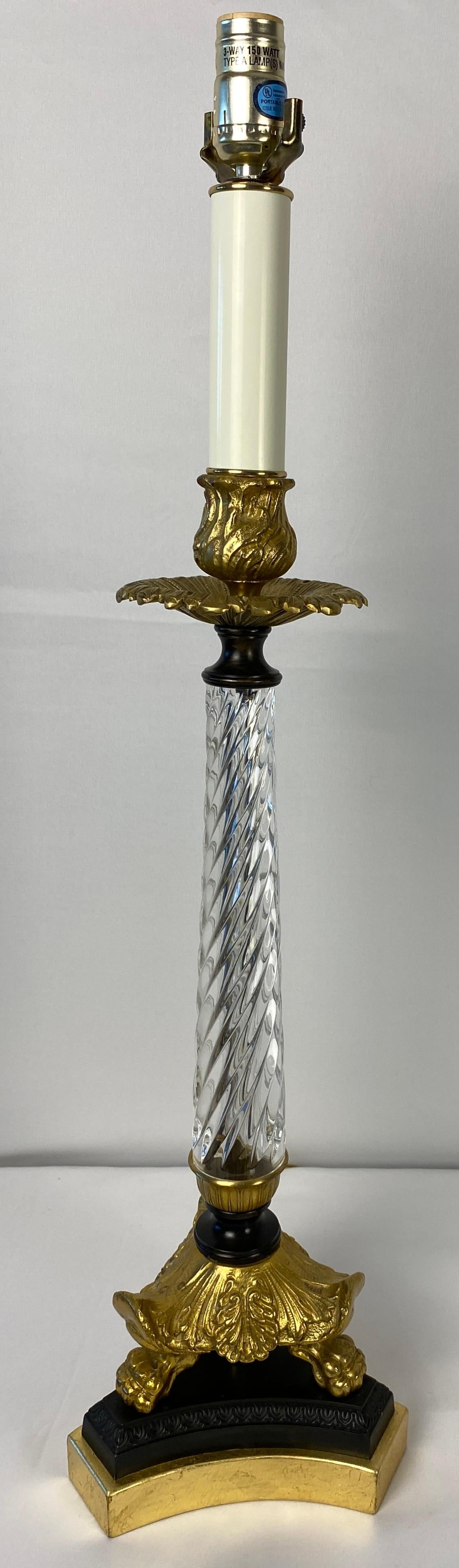 Pair of French Crystal Lamps with Bronze Mounts — detail 3