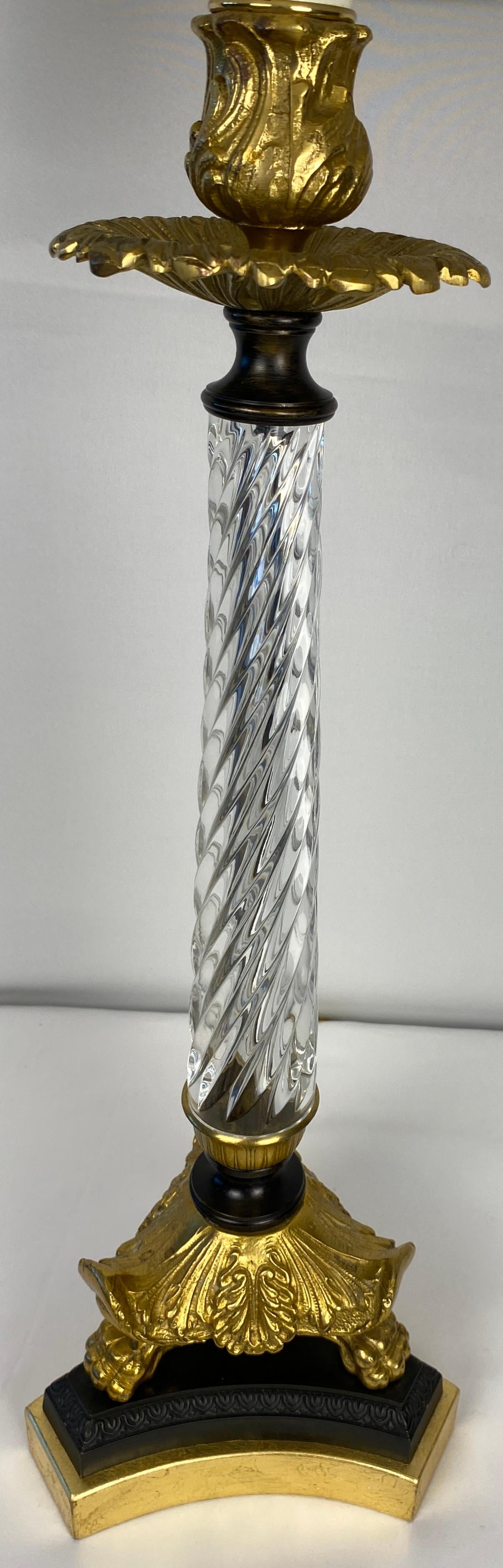 Pair of French Crystal Lamps with Bronze Mounts — detail 5