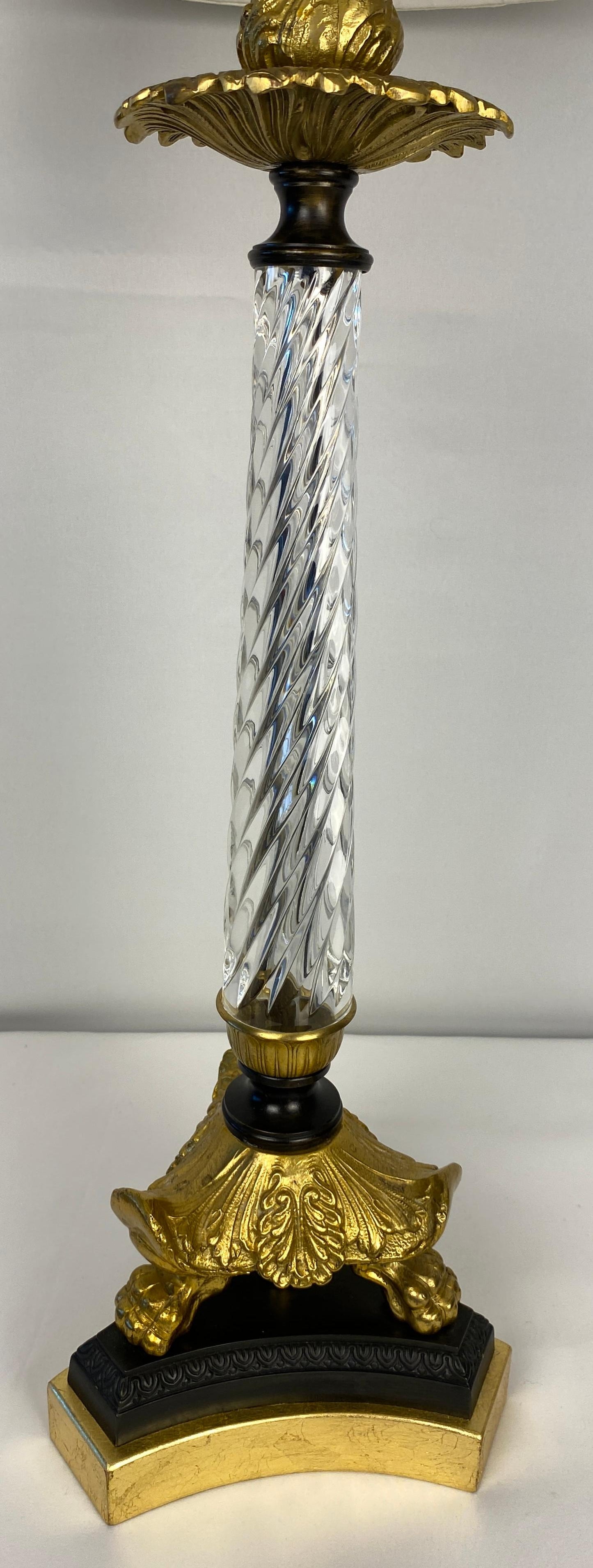 Pair of French Crystal Lamps with Bronze Mounts — detail 10