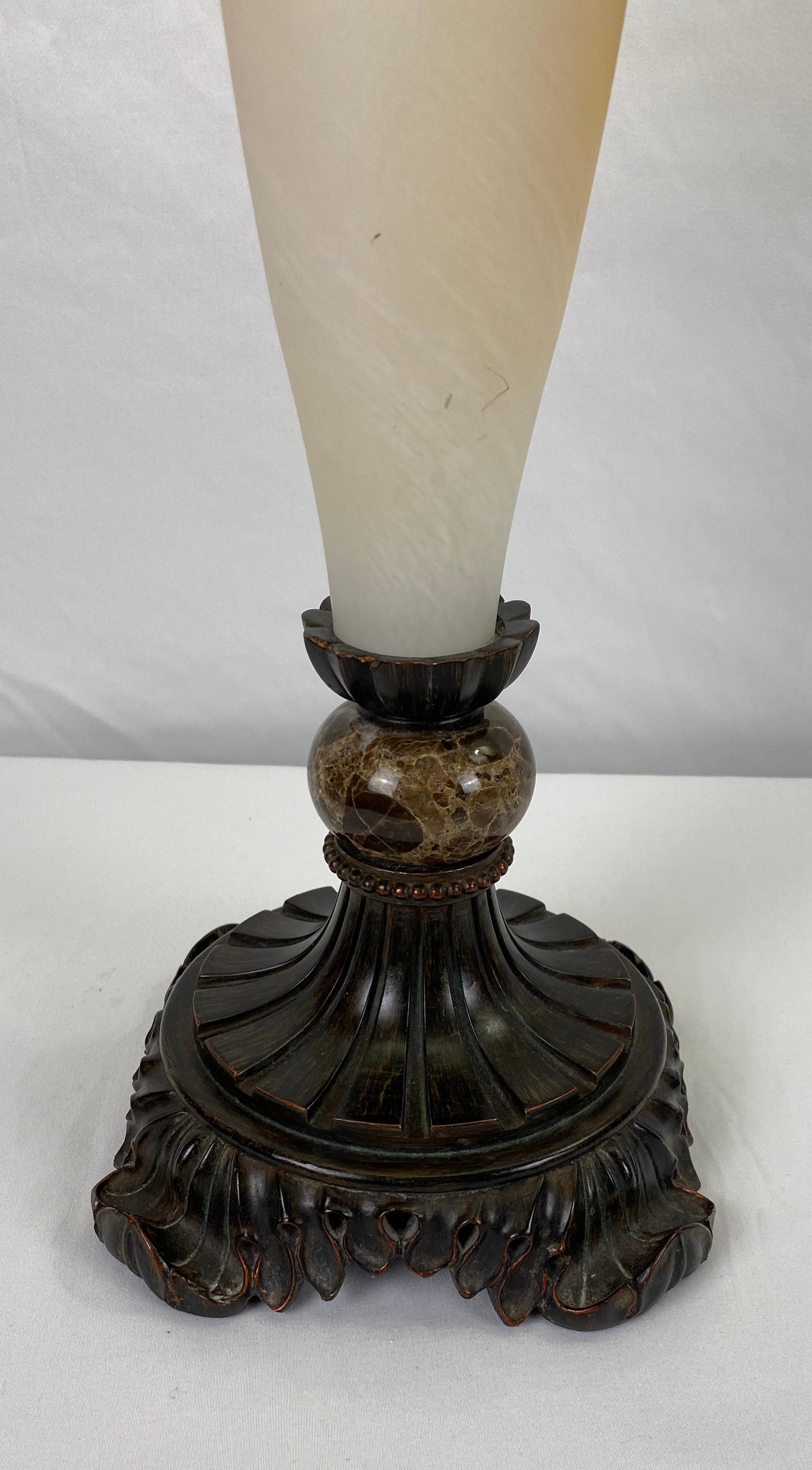 Pair of Neoclassical Faux Alabaster Table Lamps Beige — detail 5
