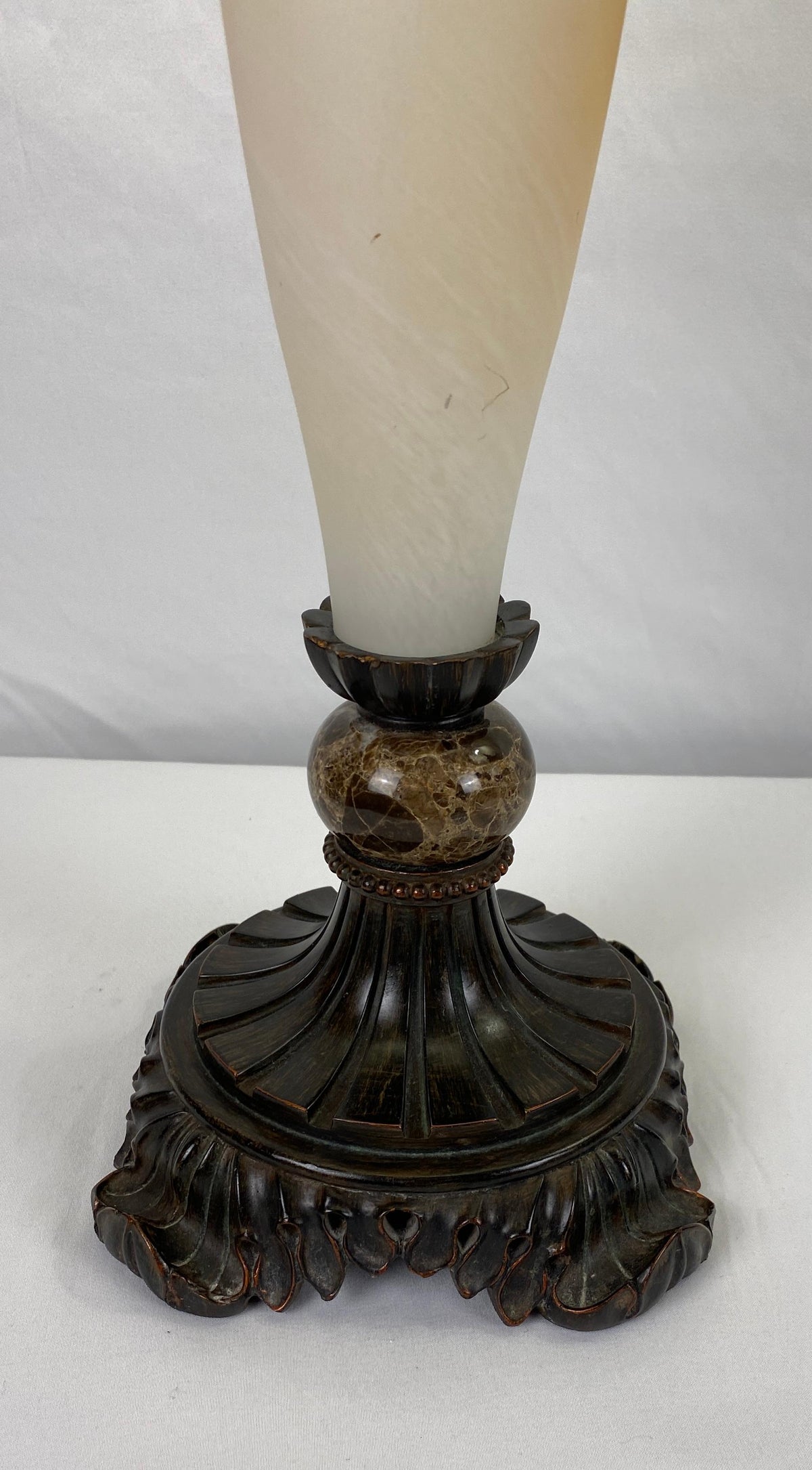 Pair of Neoclassical Faux Alabaster Table Lamps Beige — detail 5