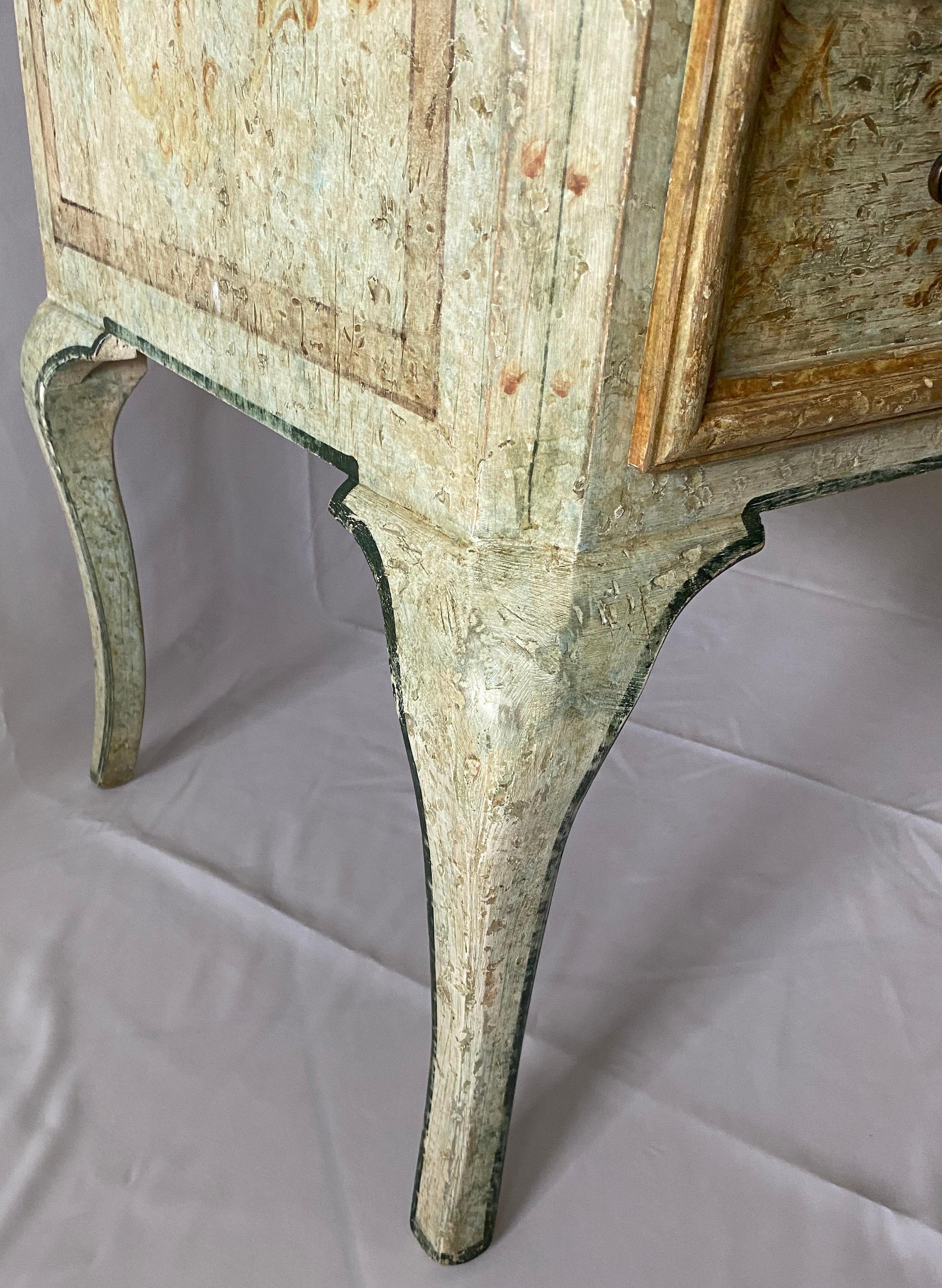 Pair of Venetian Hand-Painted Neoclassical Style Commodes or Chest of Drawers — detail 8