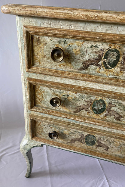 Pair of Venetian Hand-Painted Neoclassical Style Commodes or Chest of Drawers — detail 7