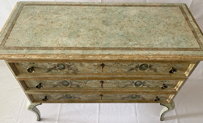 Pair of Venetian Hand-Painted Neoclassical Style Commodes or Chest of Drawers — detail 3