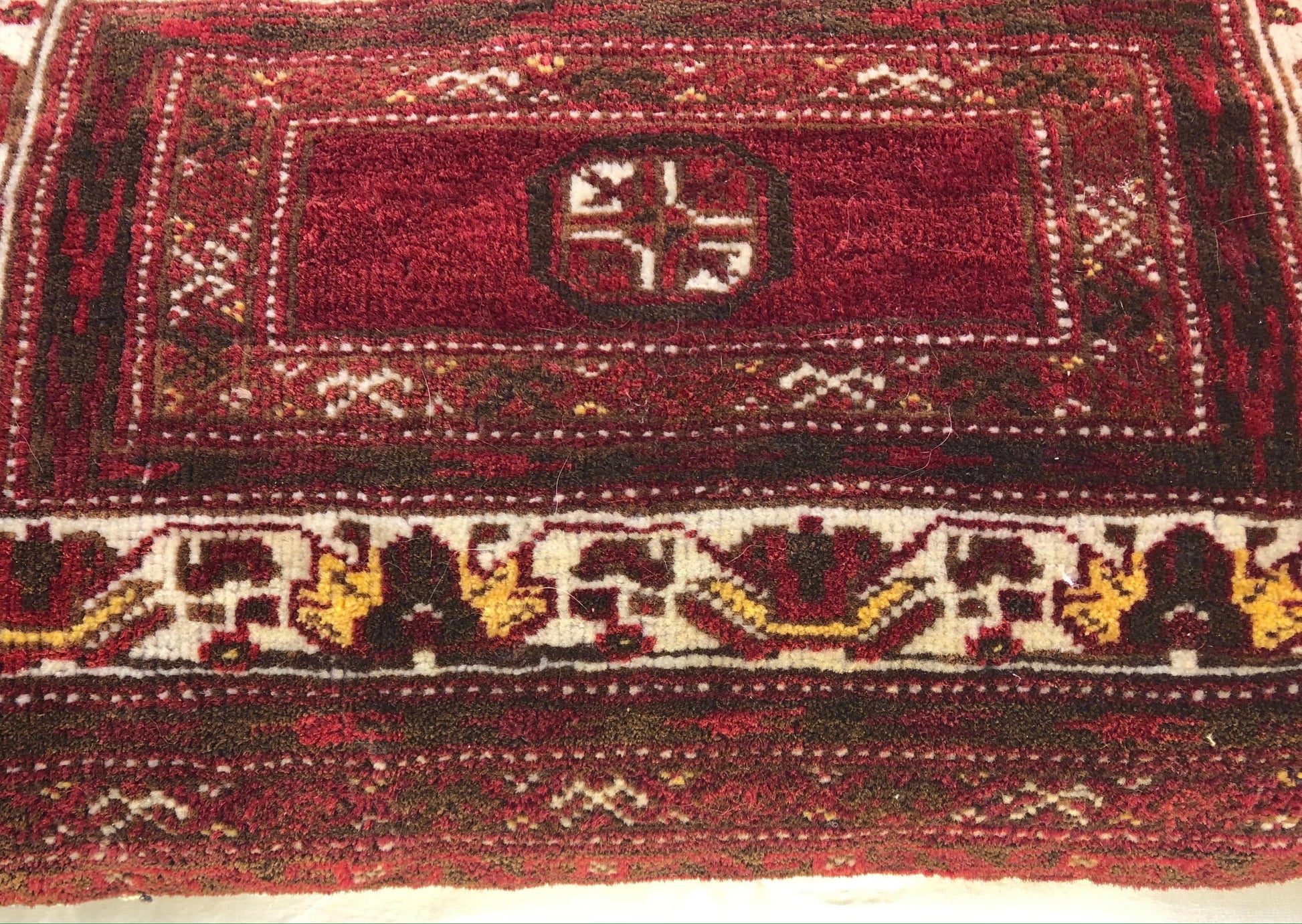Pair of Antique Pillows Made From Vintage Rug Fragment — detail 2