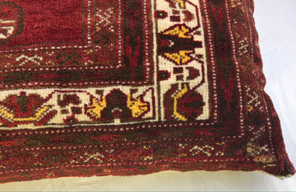 Pair of Antique Pillows Made From Vintage Rug Fragment — detail 3