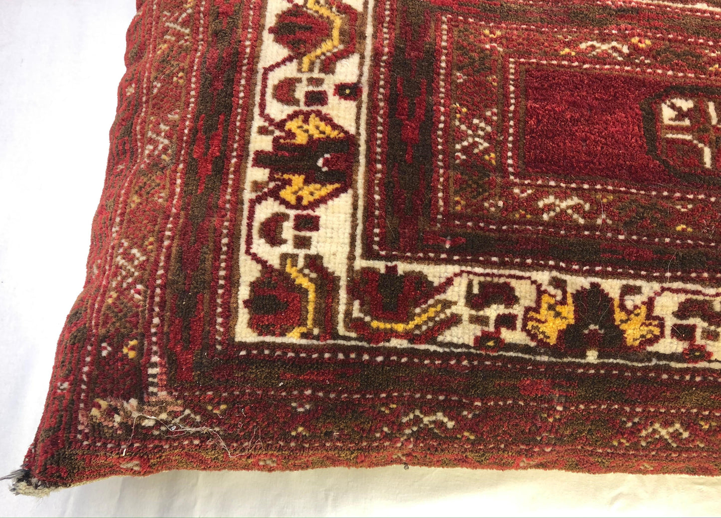Pair of Antique Pillows Made From Vintage Rug Fragment — detail 4