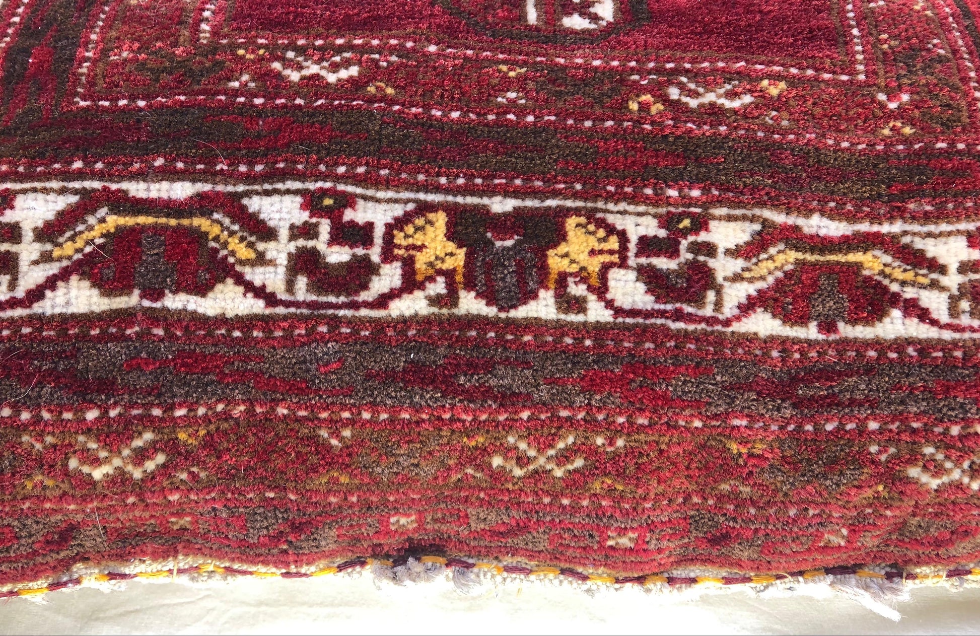 Pair of Antique Pillows Made From Vintage Rug Fragment — detail 6